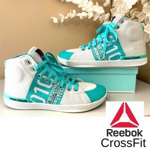 Reebok CrossFit Lite TR 010 HighTop Weight Training Shoes White/Turq Size 8